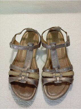 Ecco Womens T-Strap Sandals Gladiator Size 9 Comfortable Cushioned Sole